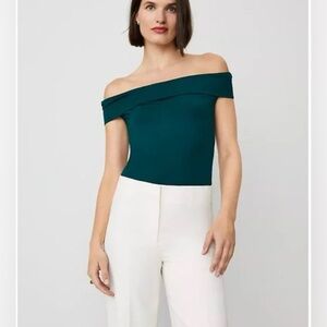 Ann Taylor Teal Off-Shoulder Blouse